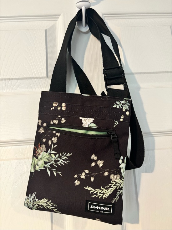 Dakine Handbags - Dakine Black Floral Crossbody with Pale Green Accents